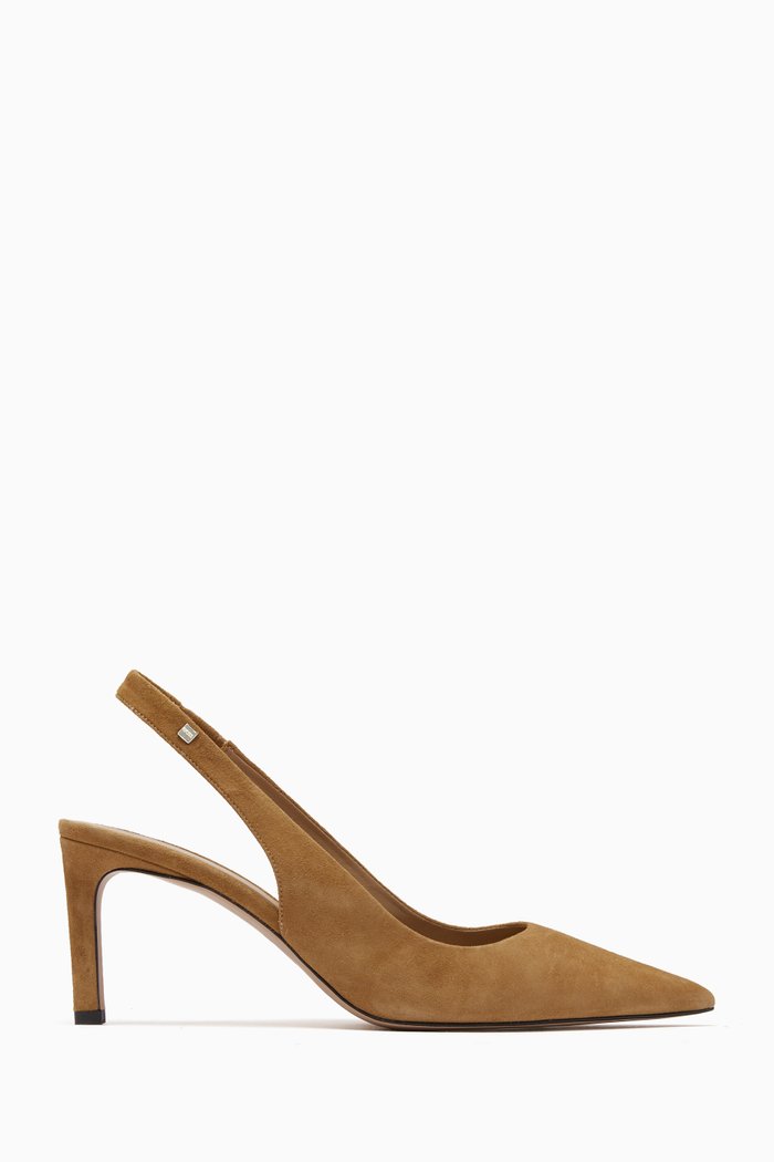Janet 70 Slingback Pumps in Calfskin Suede, Neutral