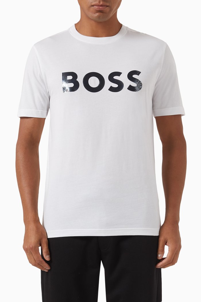 

Foil-print T-shirt in Cotton-jersey, White