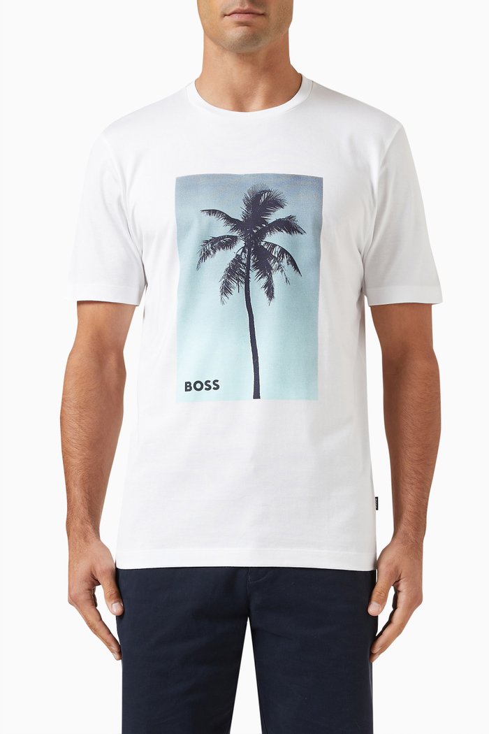 

Palm tree Graphic Logo T-shirt in Cotton Jersey, White
