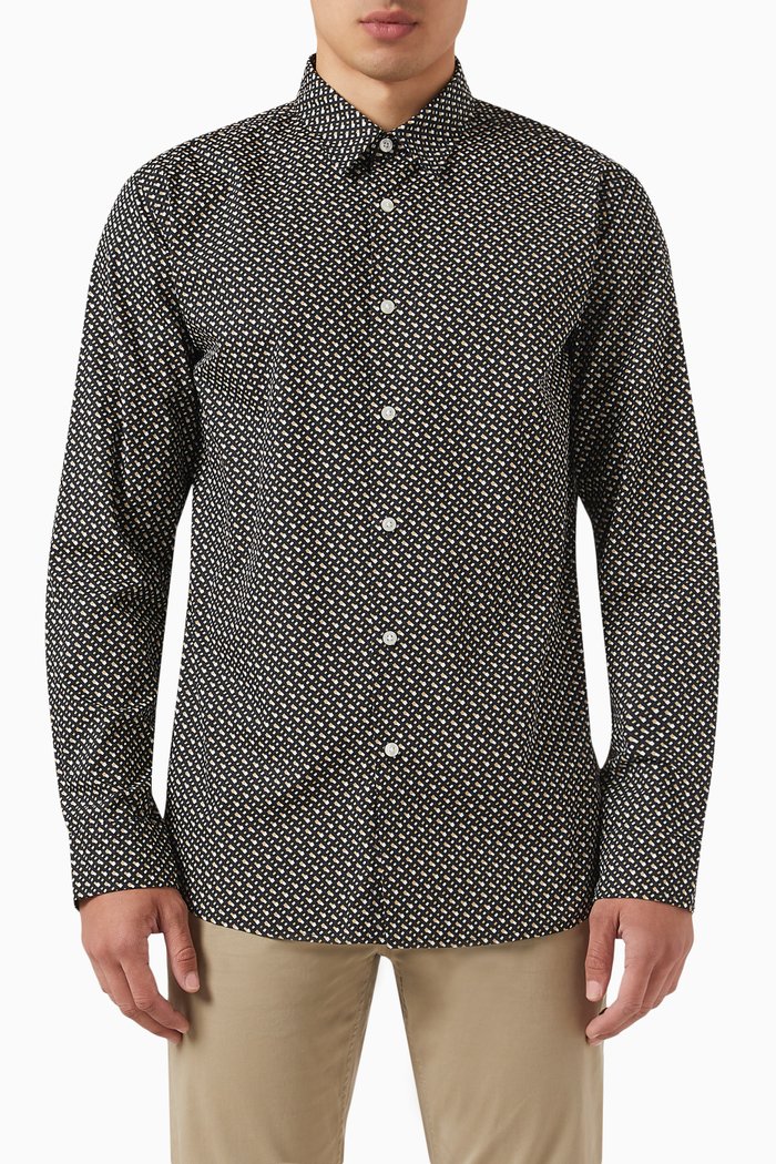 Printed Shirt in Cotton, Neutral