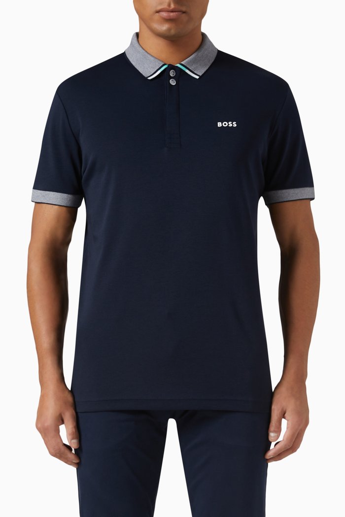 Paddy Polo Shirt in Interlock Cotton, Blue