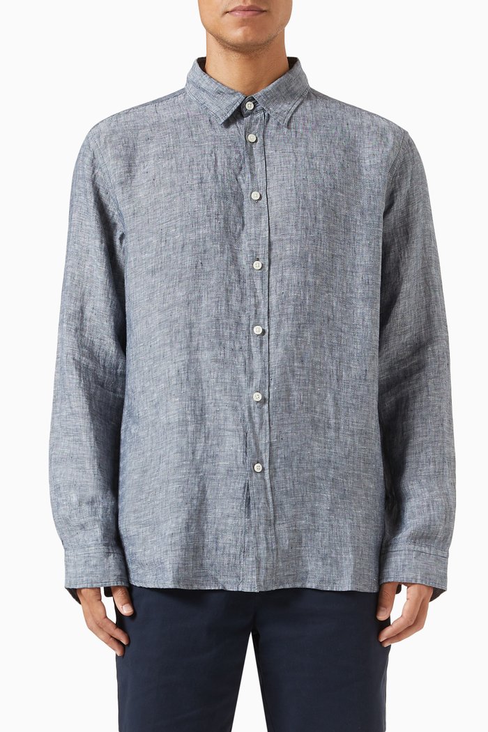 

Liam Shirt in Linen Chambray, Blue