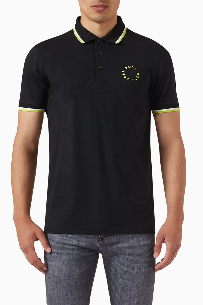 

Logo Detail Polo Shirt in Cotton, Black