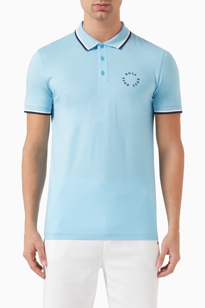 

Slim-fit Polo Shirt in Cotton Jersey, Blue
