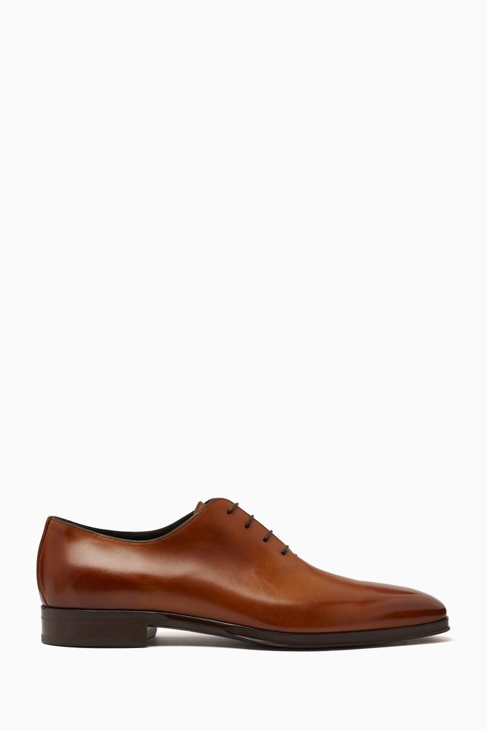 Oxford Shoes in Calfskin Leather, Brown