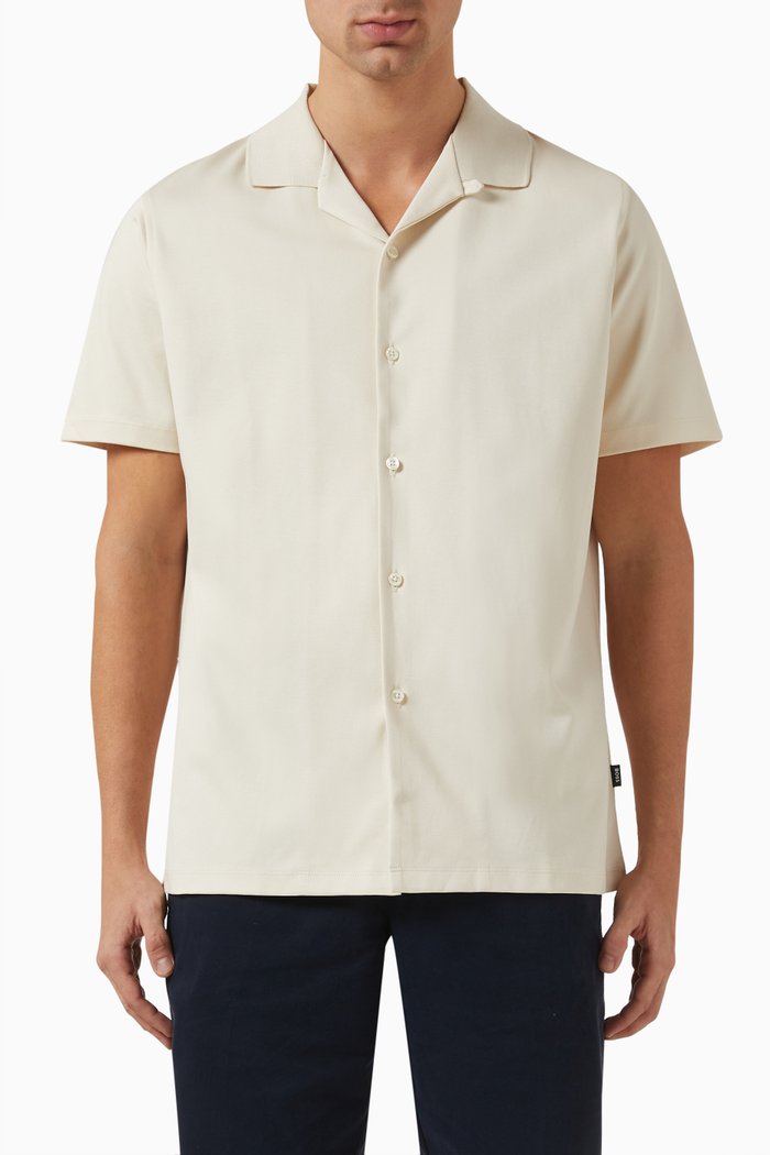 

Logo Detail Shirt in Mercerised Cotton Blend, Neutral
