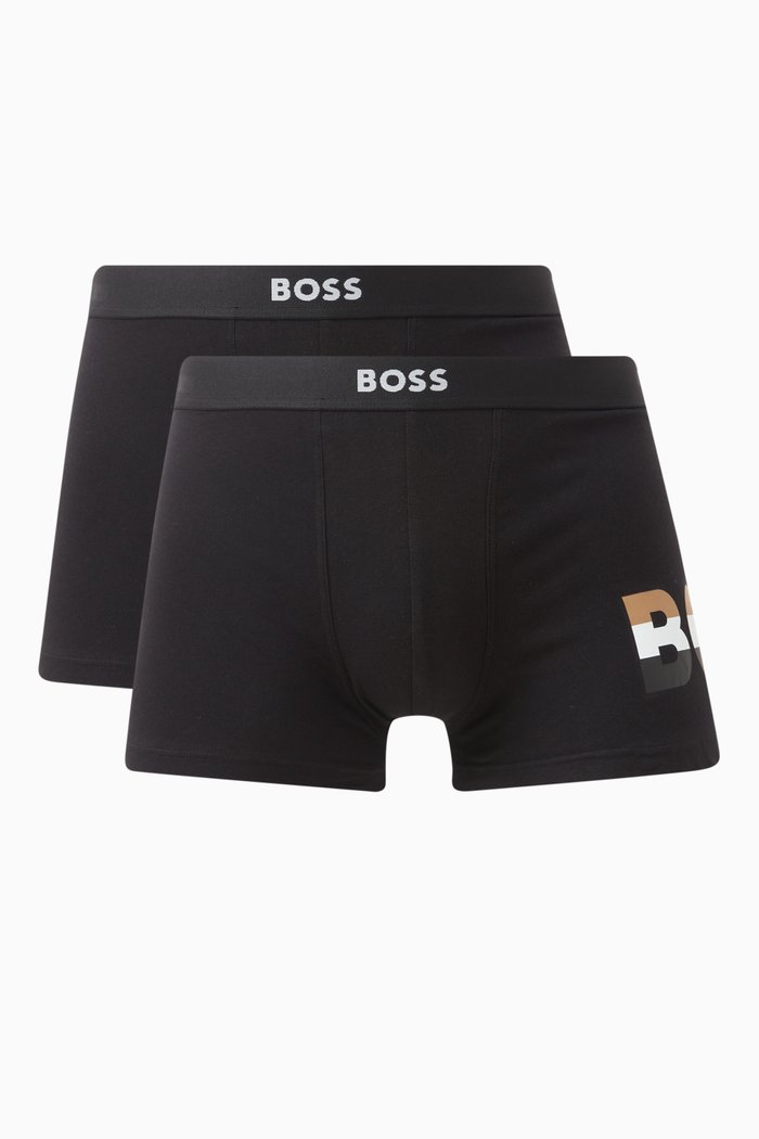 

Essential Logo Trunks in Stretch Cotton, Set of 2, Black
