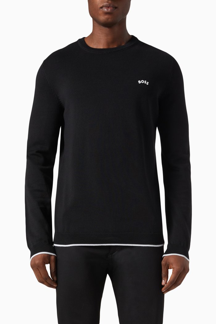 

Logo Sweatshirt in Cotton Knit, Black