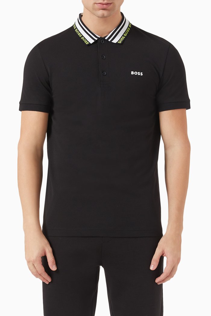 

Logo Polo Shirt in Cotton Blend, Black