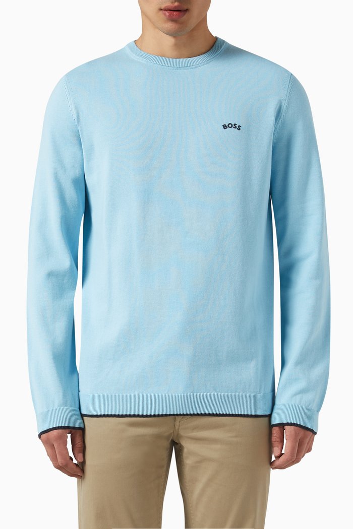 

Rallo Logo Sweater in Cotton Knit, Blue