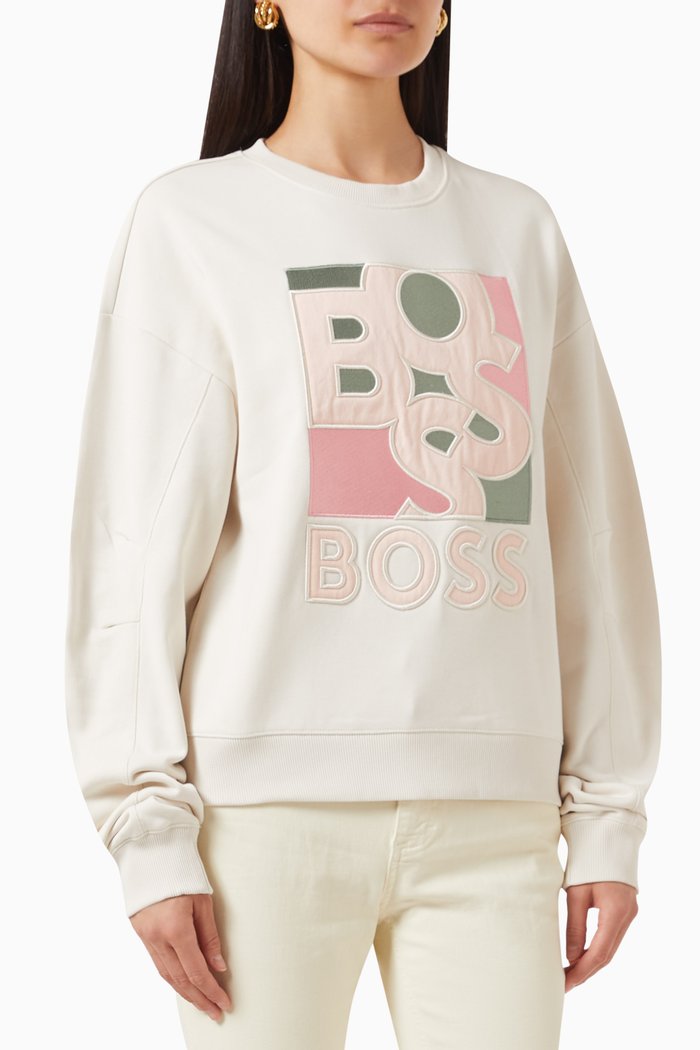 

Esinia Boxed Logo Sweatshirt in Cotton, Neutral