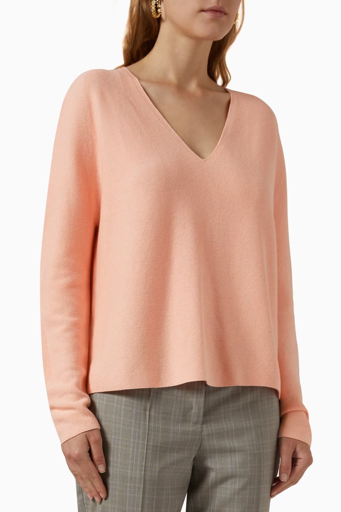 V-neck Sweater in Cashmere, Pink