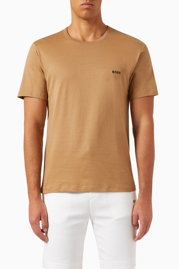 

Logo Print T-shirt in Cotton, Set of 3, Neutral