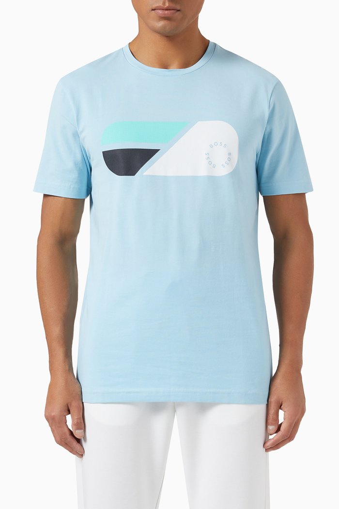 

Printed T-shirt in Cotton Jersey, Blue