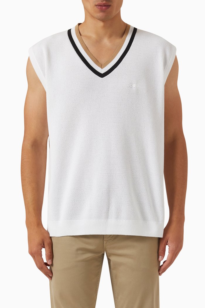 

Vestir Sweater Vest in Cotton Blend, White