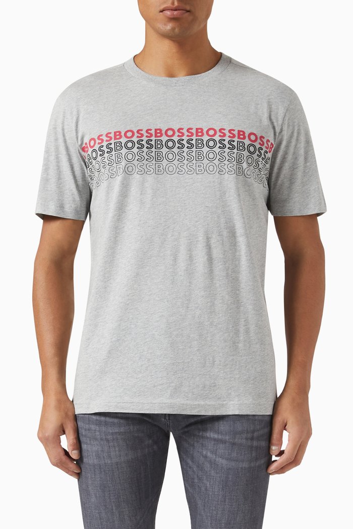 

Multicoloured Logo Print T-shirt in Cotton Jersey, Grey