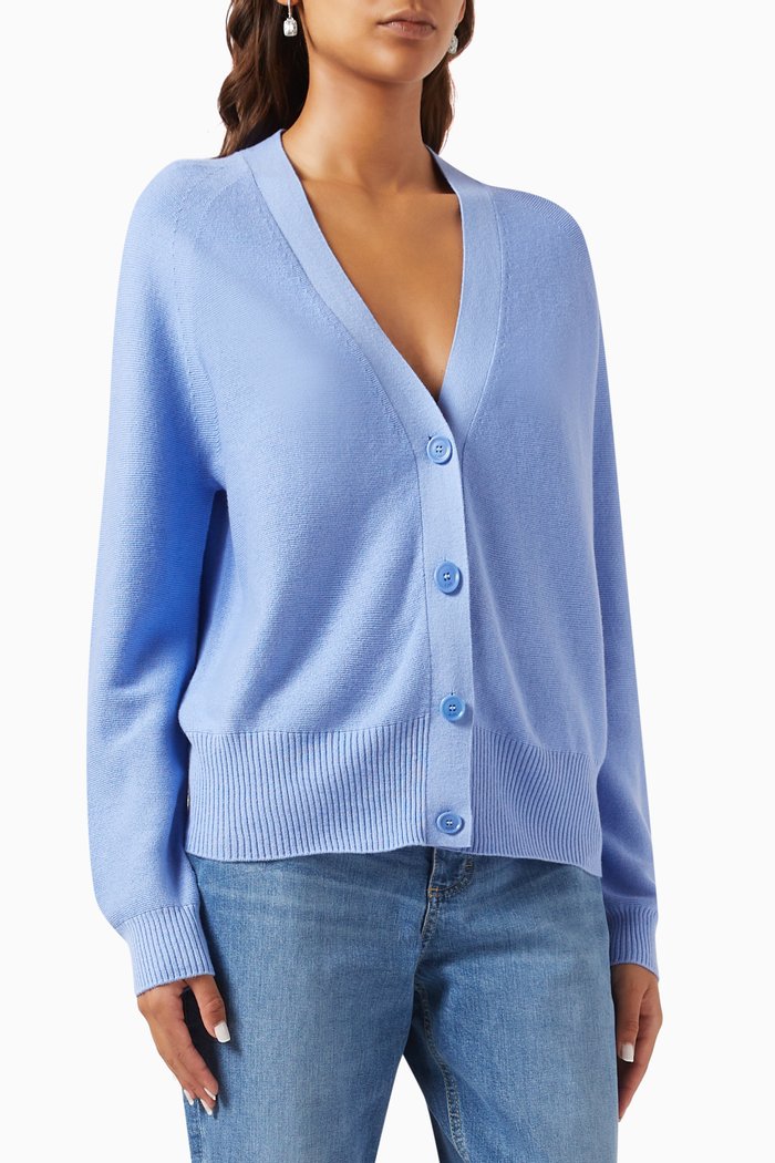 Faduana Cardigan in Cashmere-cotton Blend, Blue