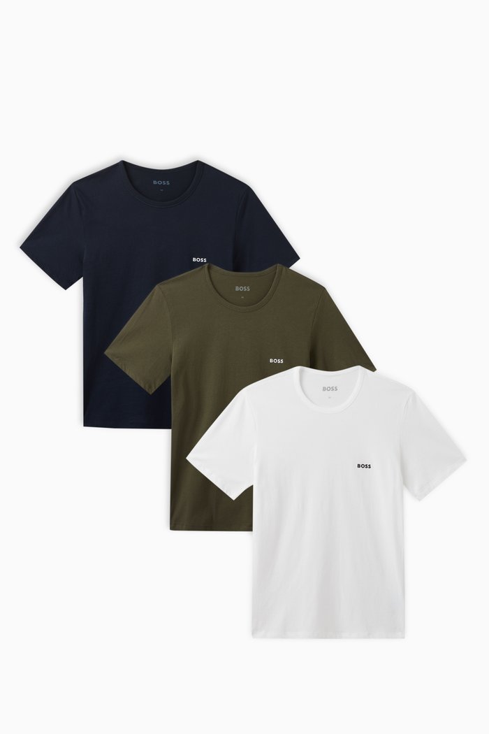 

Logo Print T-Shirt in Cotton, Set of 3, Multicolour