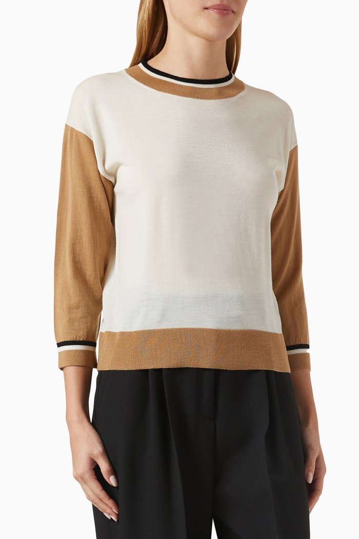 Colour-blocked Sweater in Merino Wool, Multicolour