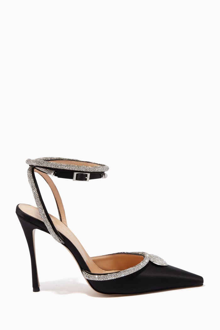 

Crystal Heart 110 Embellished Sandals in Satin, Black