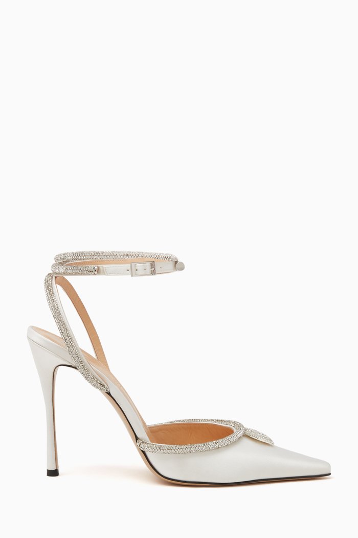 

Heart Crystal 110 Pumps in Satin, White