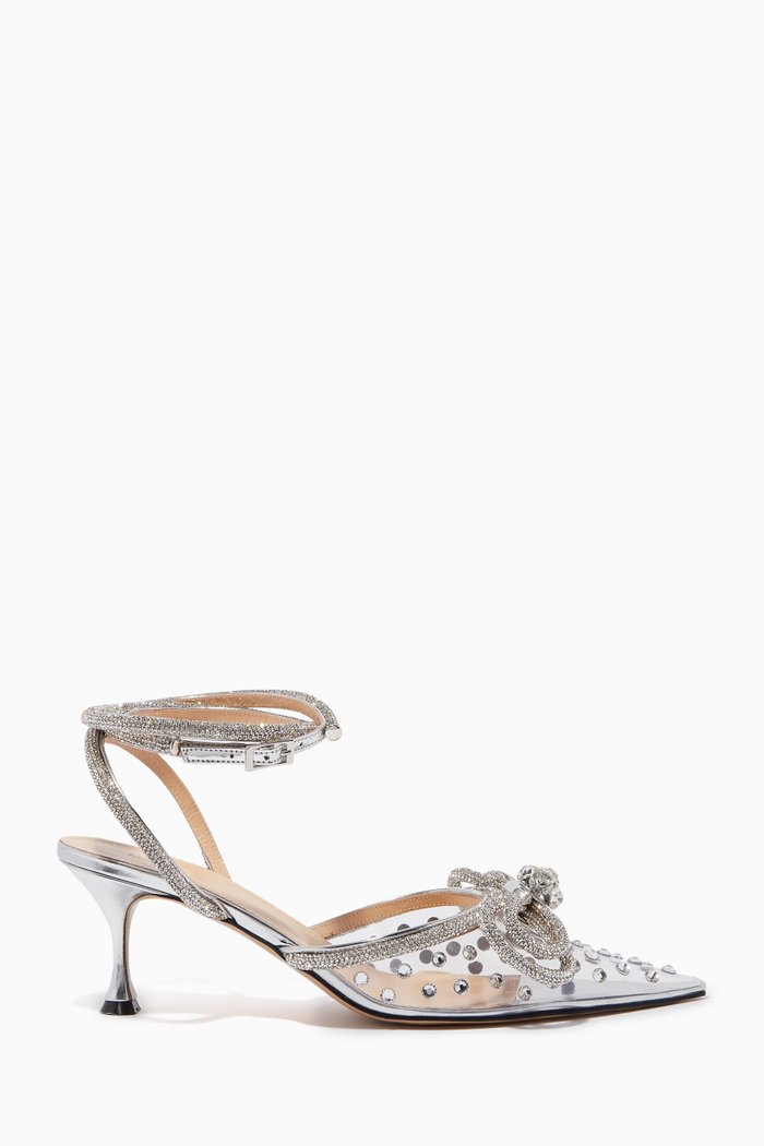 

Double Bow Pumps in PVC, Silver