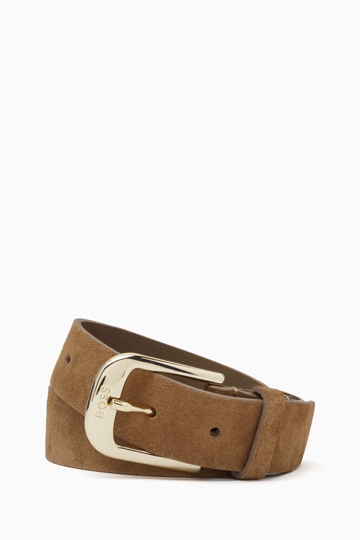

Logo-engraved Belt in Suede, Neutral