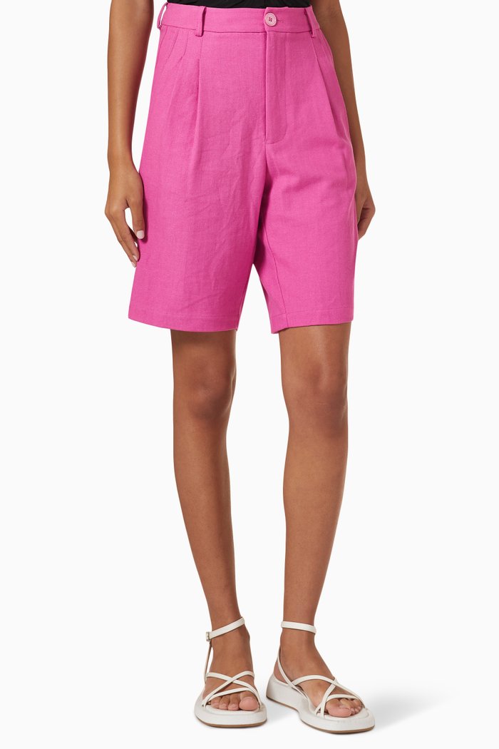 

Florentine Shorts in Cotton Linen Blend, Pink