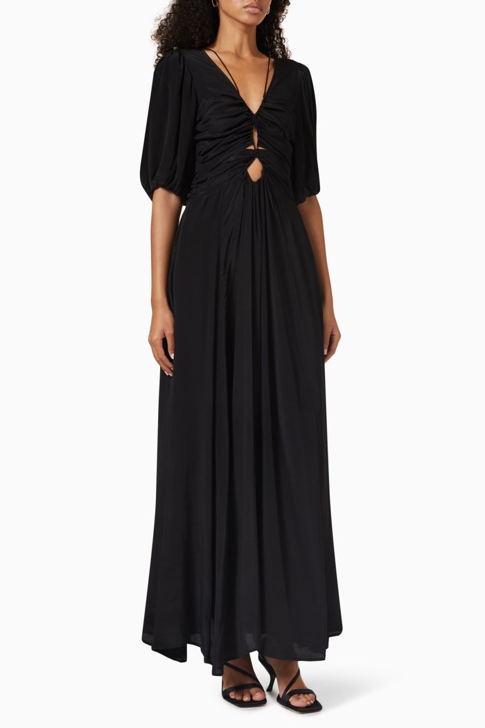 

Pallida Maxi Dress in Silk Rayon Crepe, Black
