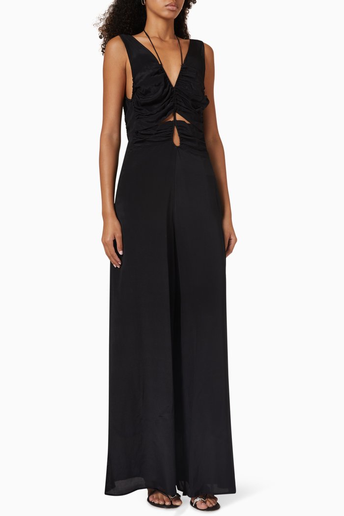 

Sevres Jumpsuit in Silk Rayon Crepe, Black