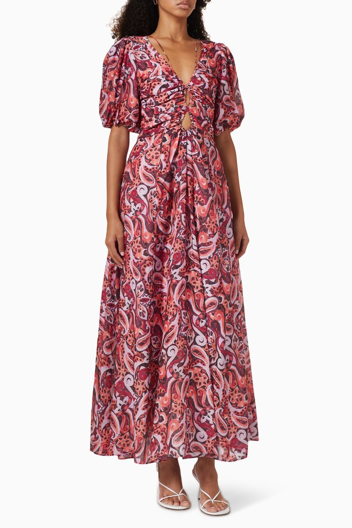 

Pallida Maxi Dress in Silk Rayon Crepe, Red