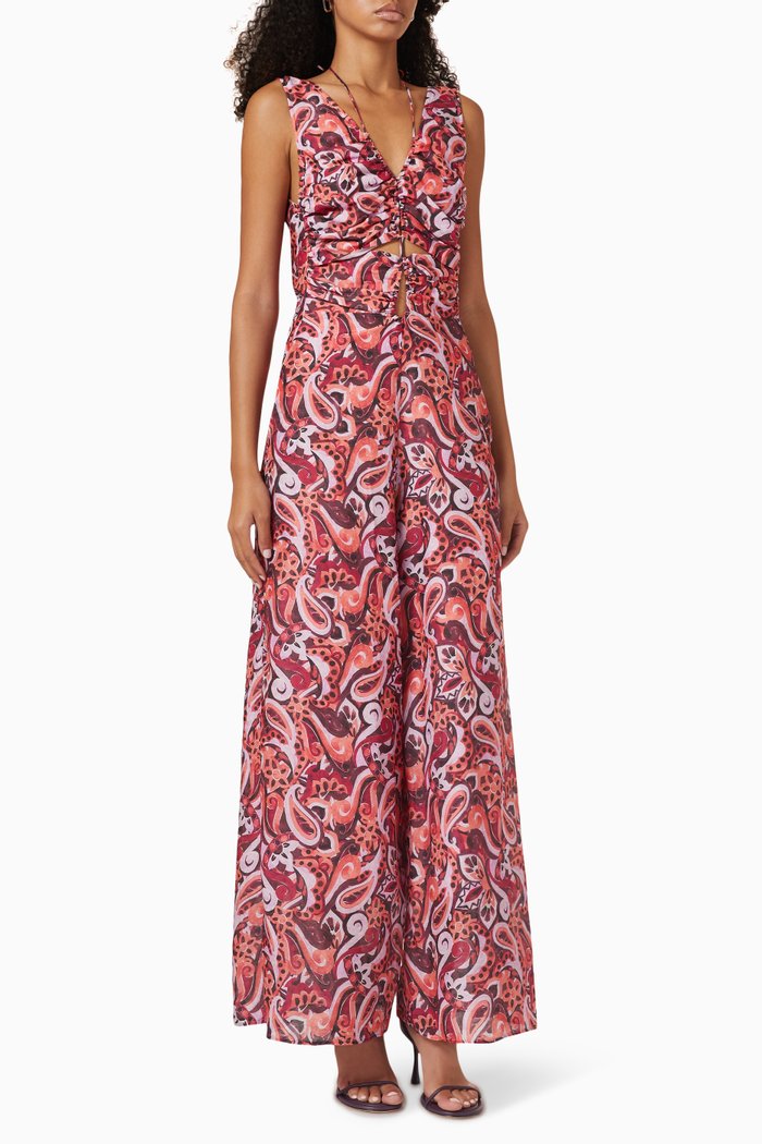 

Sevres Jumpsuit in Silk Rayon Crepe, Red