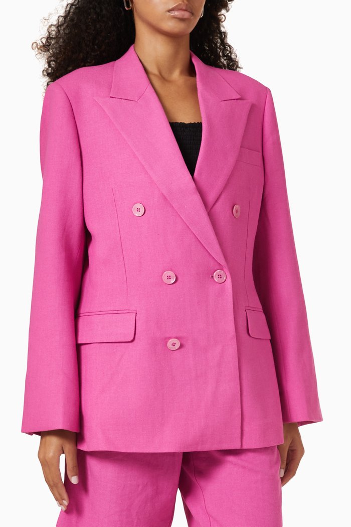 

Florentine Blazer in Cotton Linen Blend, Pink