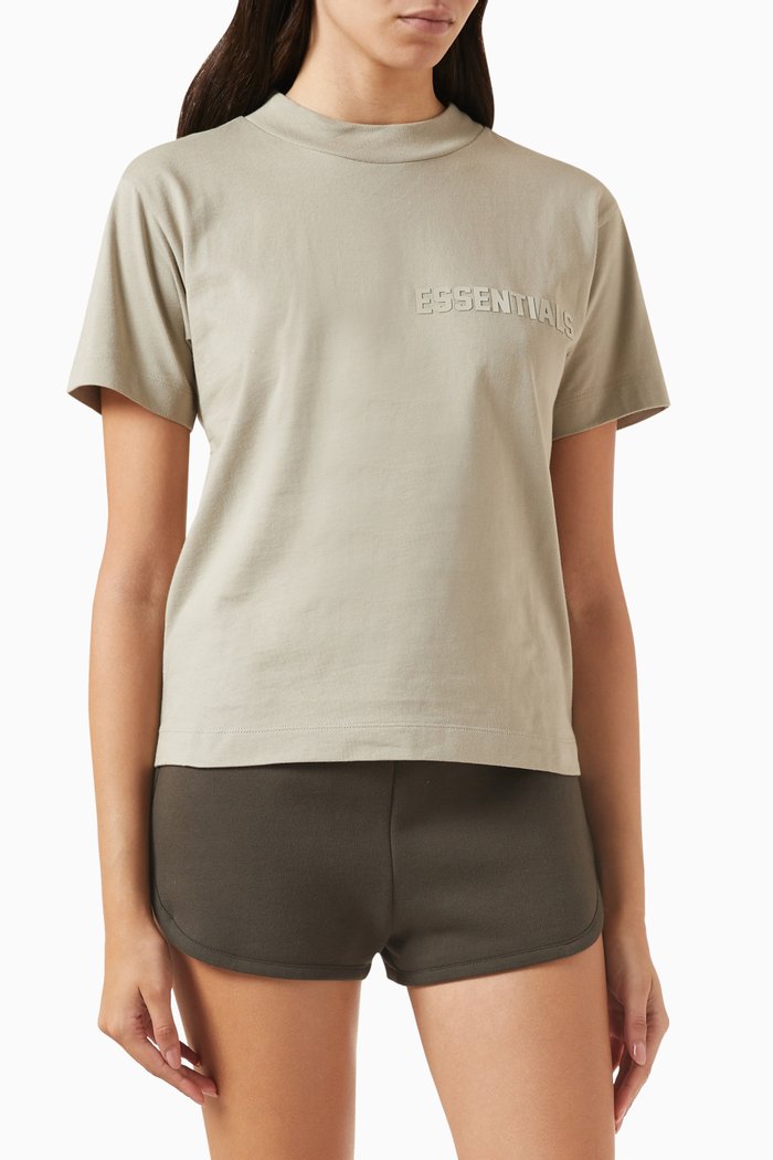 Logo T-shirt in Cotton-Jersey, Grey
