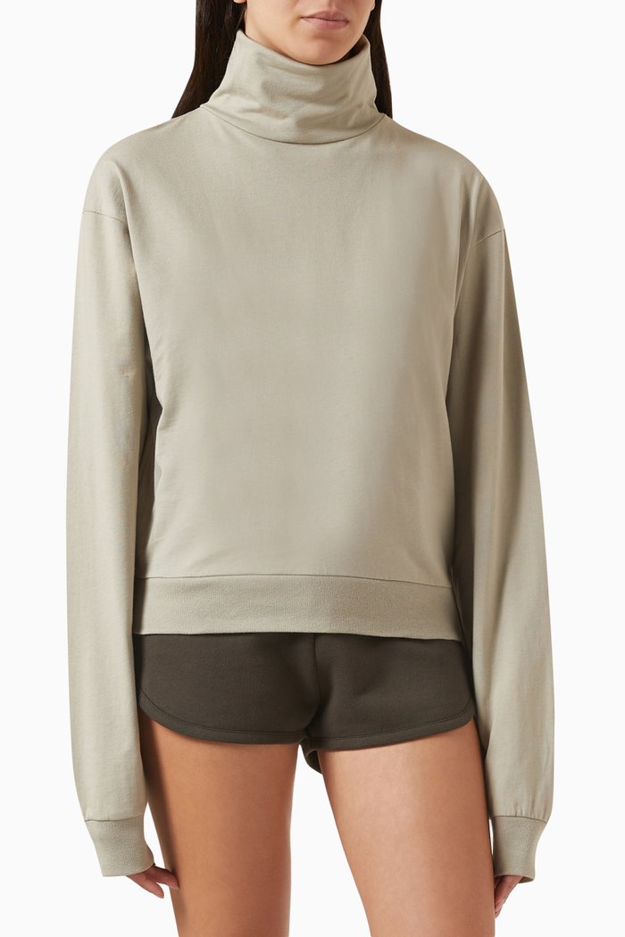 

Boxy Turtleneck in Cotton-jersey, Grey