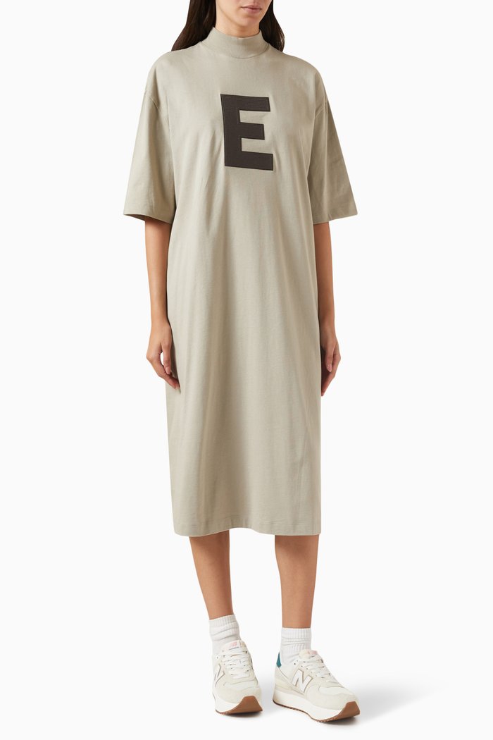 

3/4 T-shirt Midi Dress in Cotton-jersey, Grey