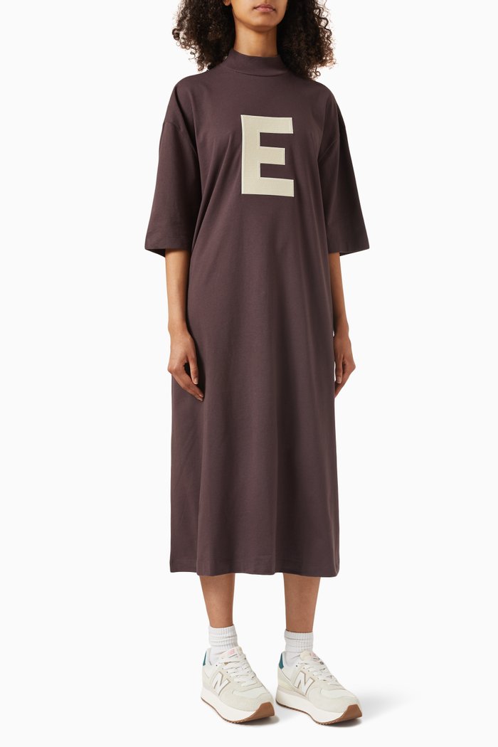 

3/4 T-shirt Midi Dress in Cotton, Purple
