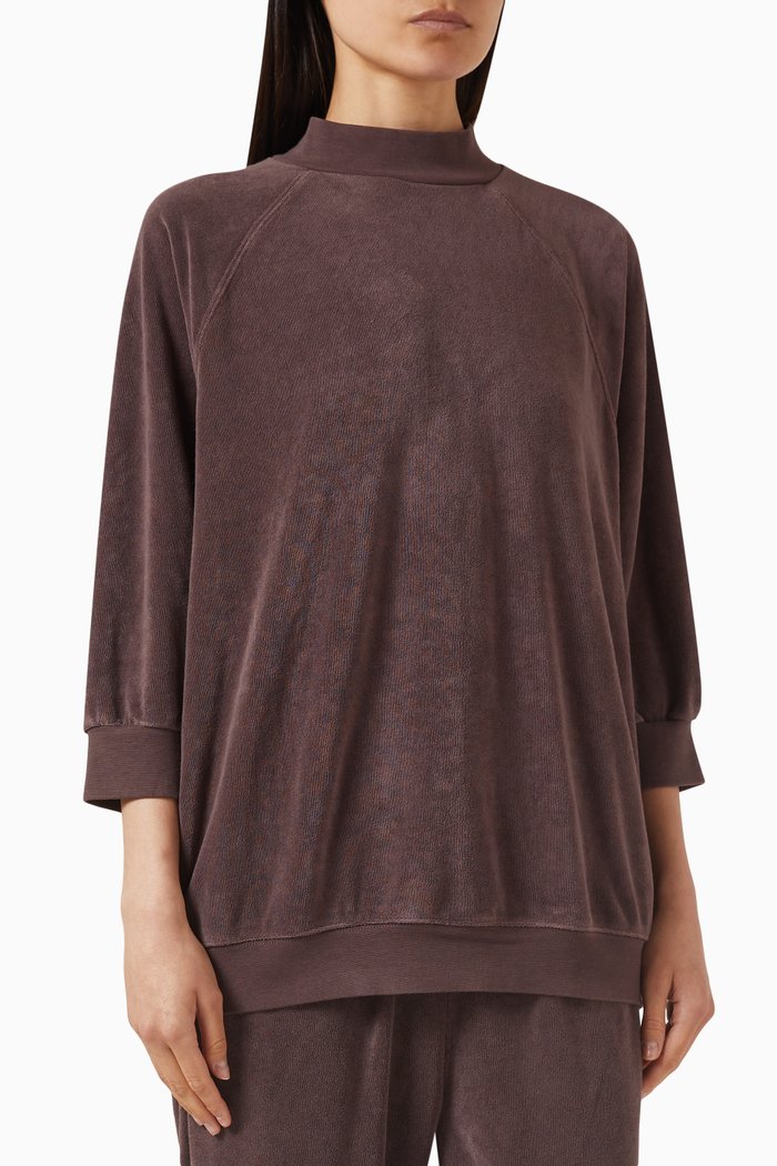 

Mock Neck Sweatshirt in Cotton Terry, Purple