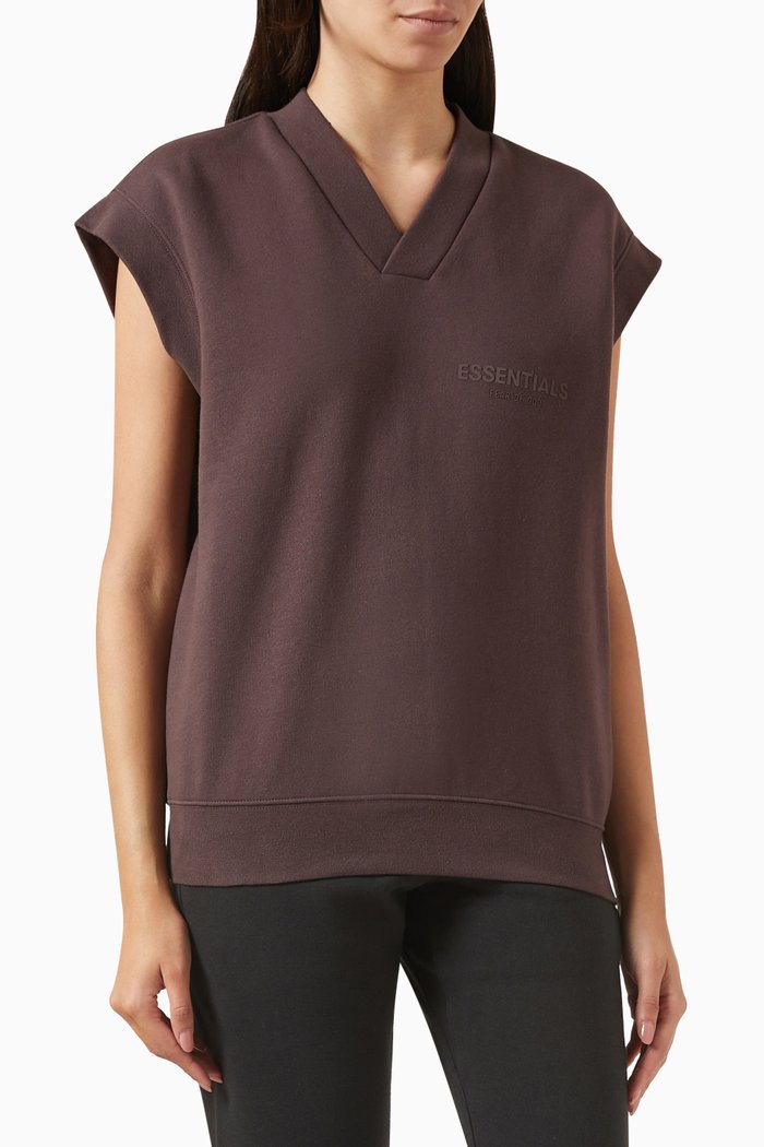 

Logo Pullover V-neck Vest in Fleece, Purple