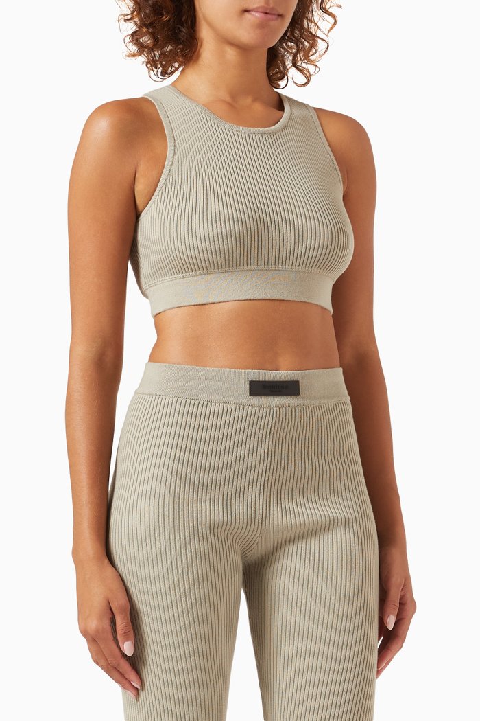

Sports Tank Top in RIbbed-knit, Grey