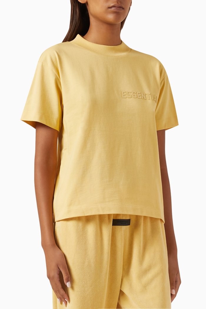 Crewneck T-shirt in Cotton-jersey, Yellow