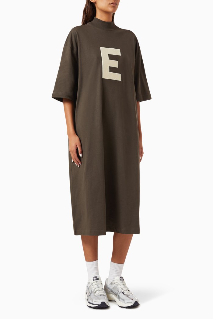 

3/4 T-shirt Midi Dress in Cotton-jersey, Black