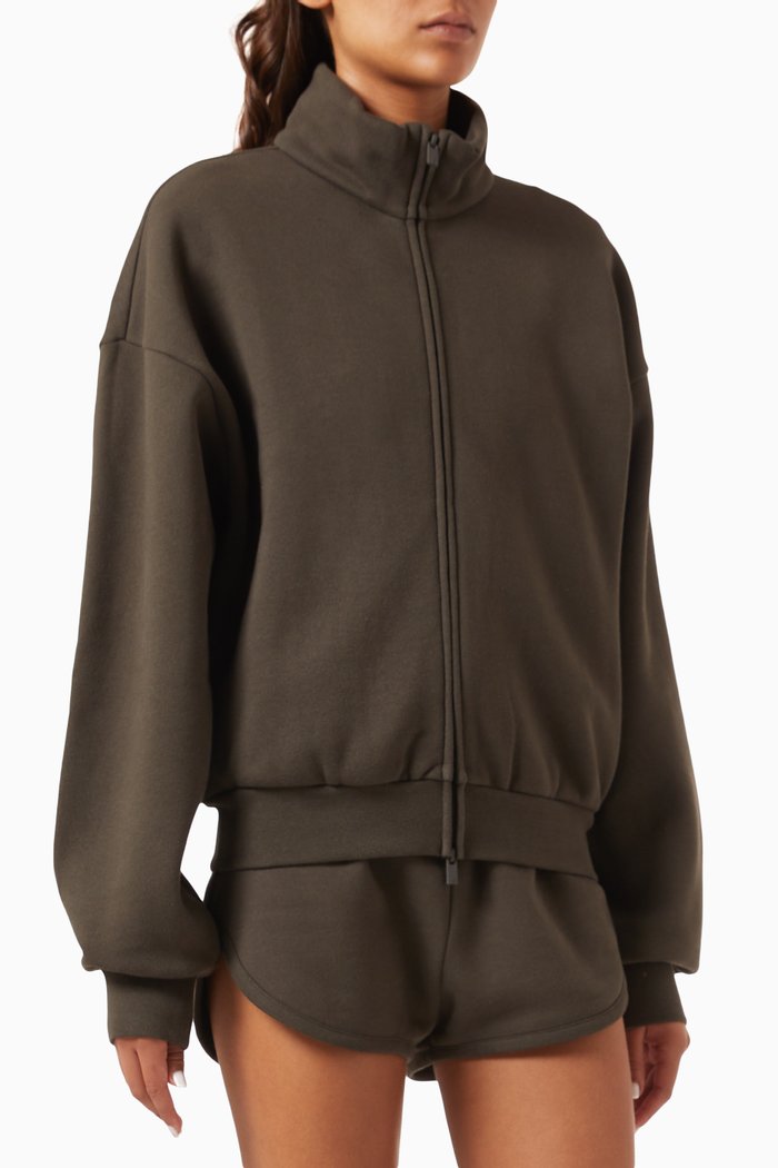 

Logo Full-zip Jacket in Fleece, Black