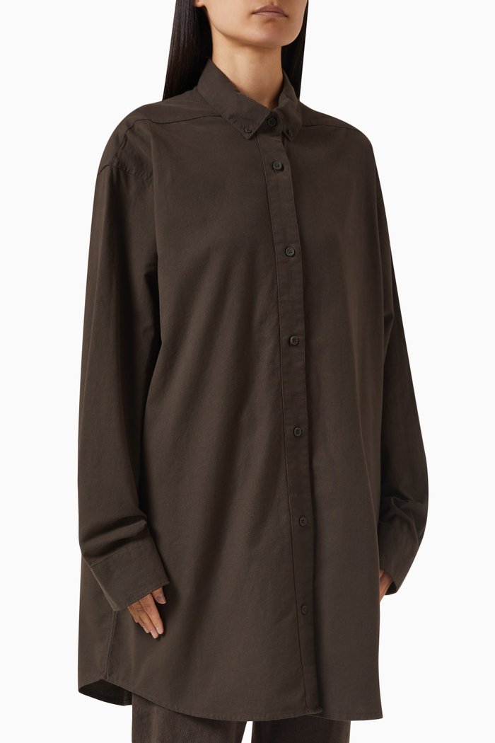 

Long-sleeve Oxford Shirt in Cotton, Black