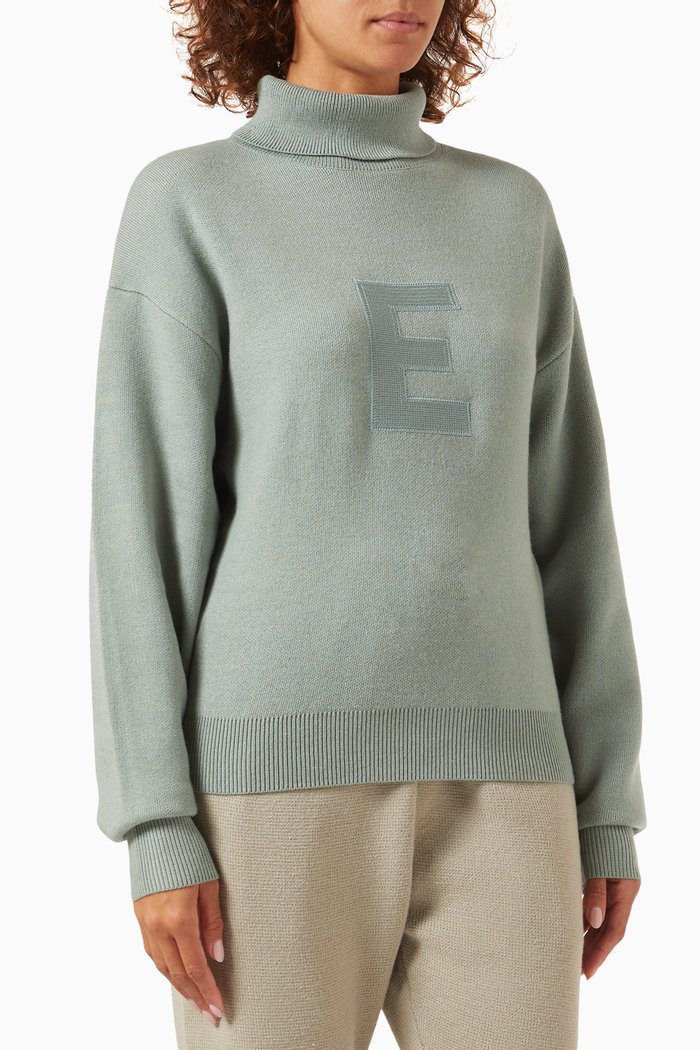 

E Turtleneck Sweater in Knit, Blue