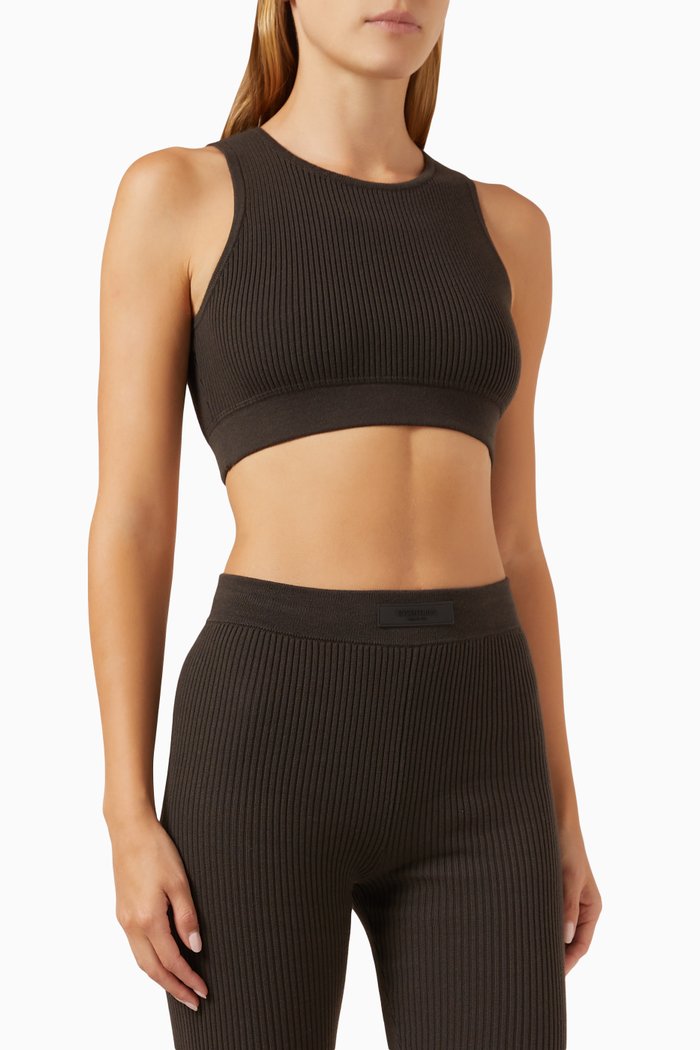 

Sports Tank Top in RIbbed-knit, Black