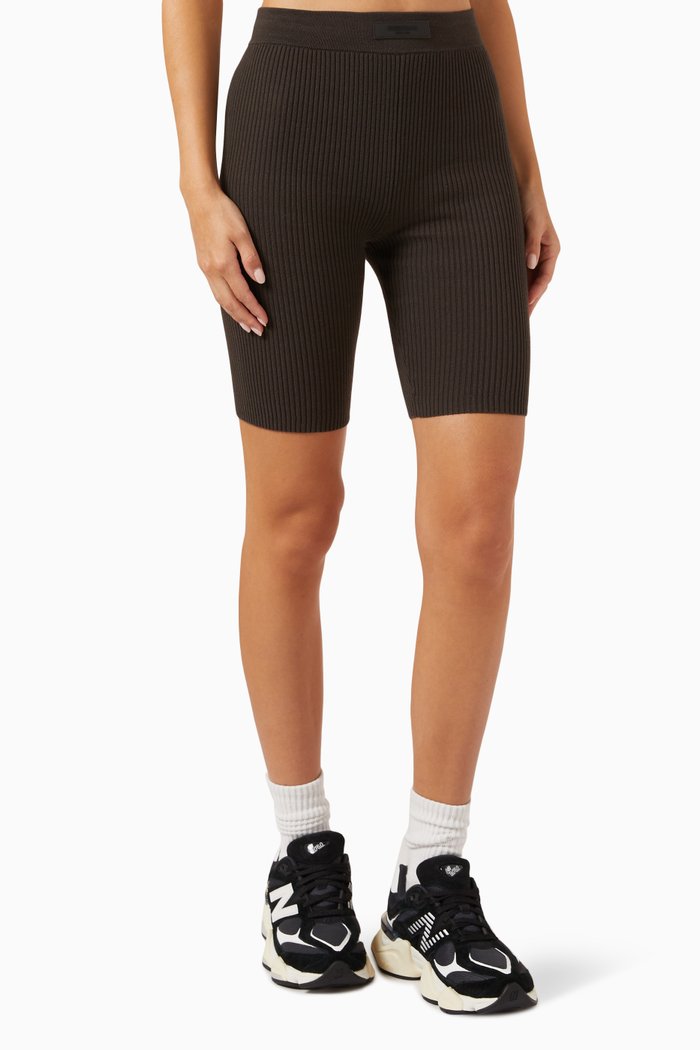 

Sports Biker Shorts in RIbbed-knit, Black