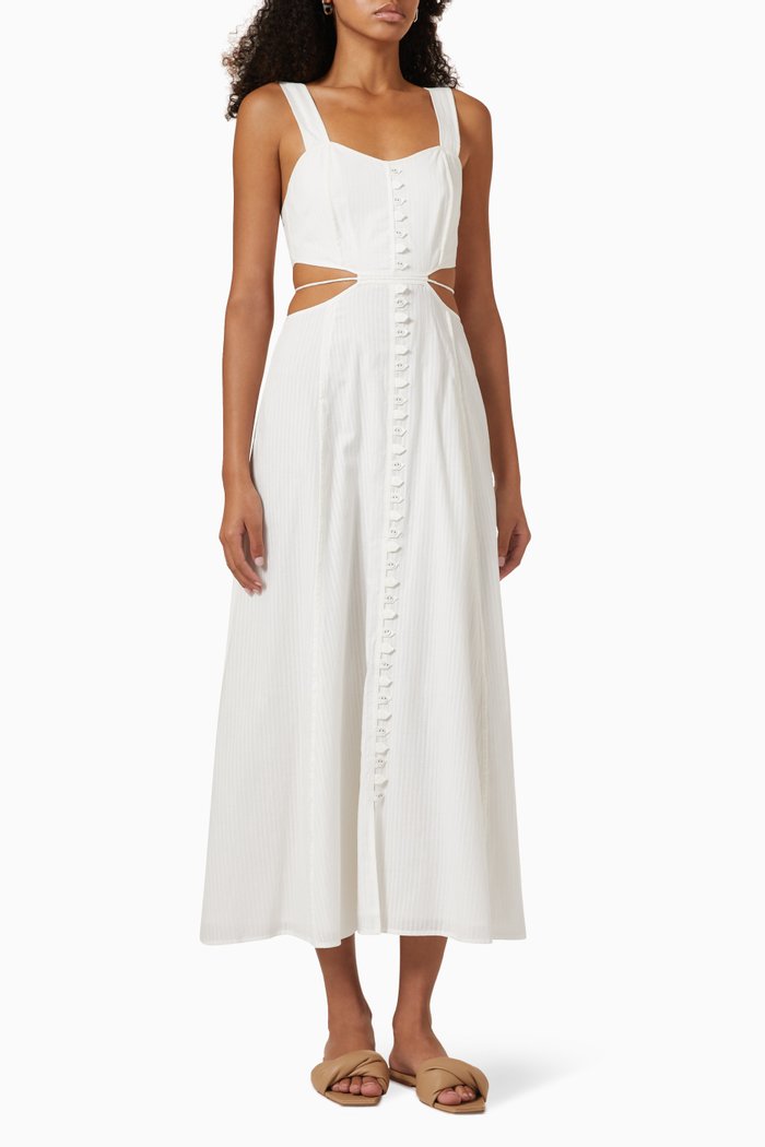 

Ravel Midi Dress in Cotton Jacquard, Neutral