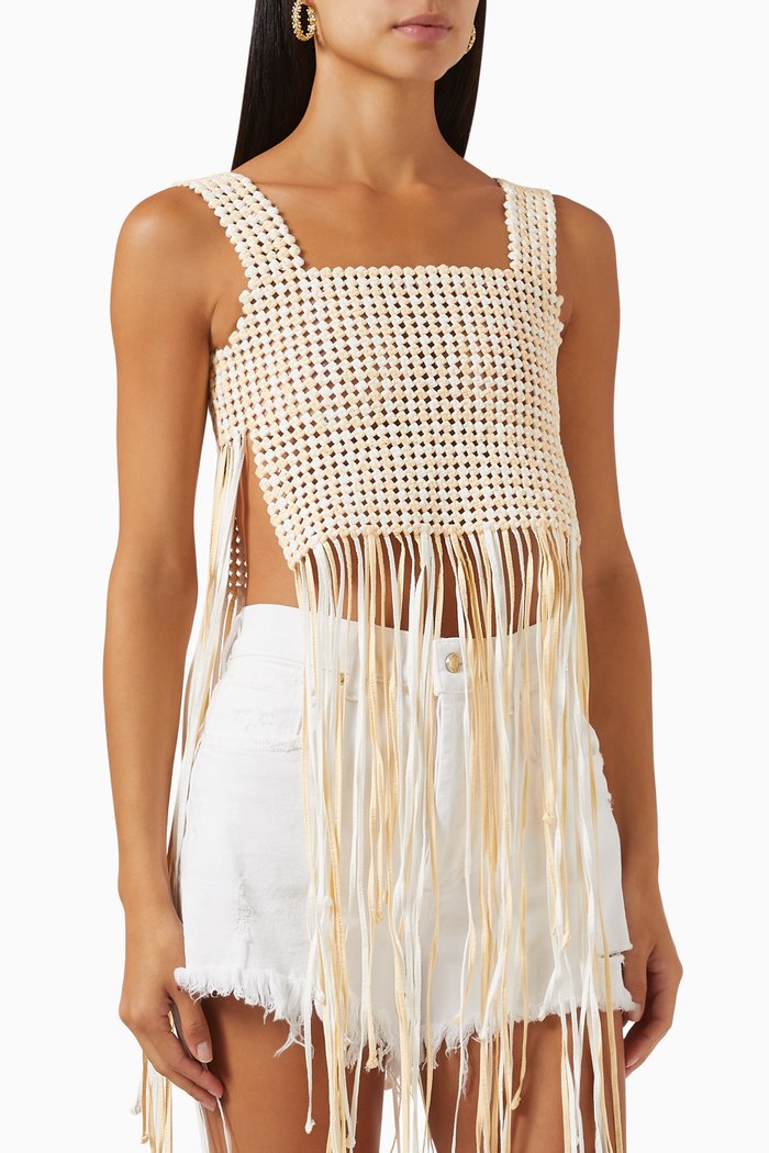

Mano Macramé Top in Cotton, Yellow