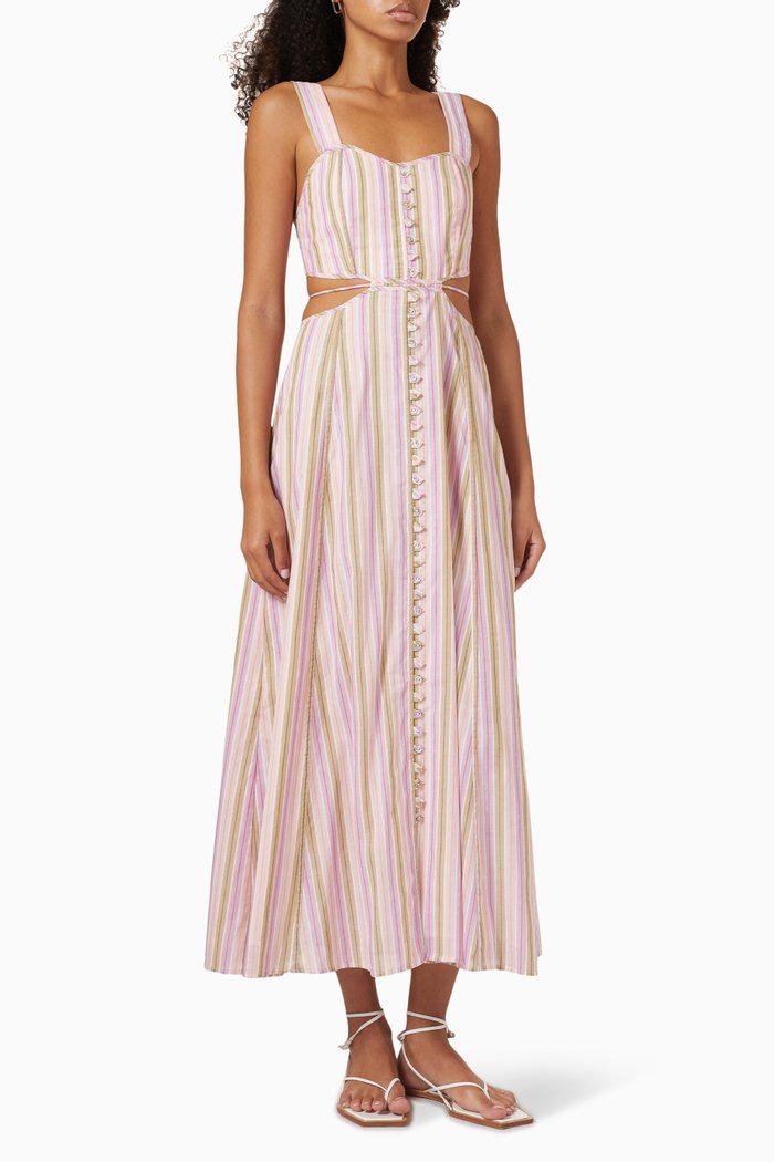 Ravel Midi Dress in Cotton Jacquard, Orange